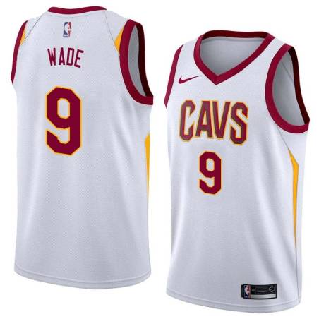 White Dwyane Wade Cavaliers #9 Twill Basketball Jersey FREE SHIPPING