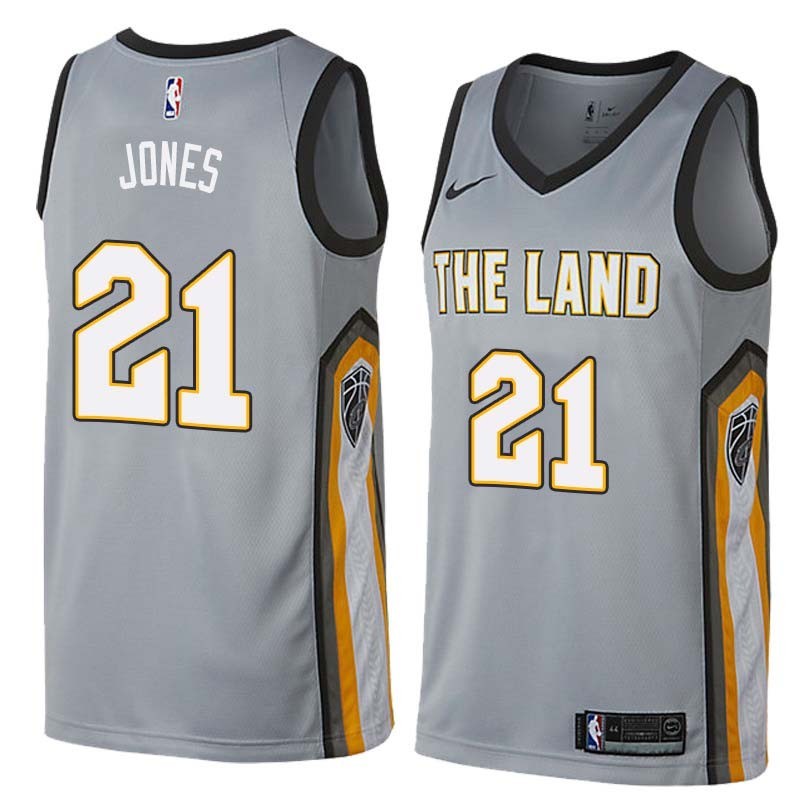 Gray Jalen Jones Cavaliers #21 Twill Basketball Jersey FREE SHIPPING