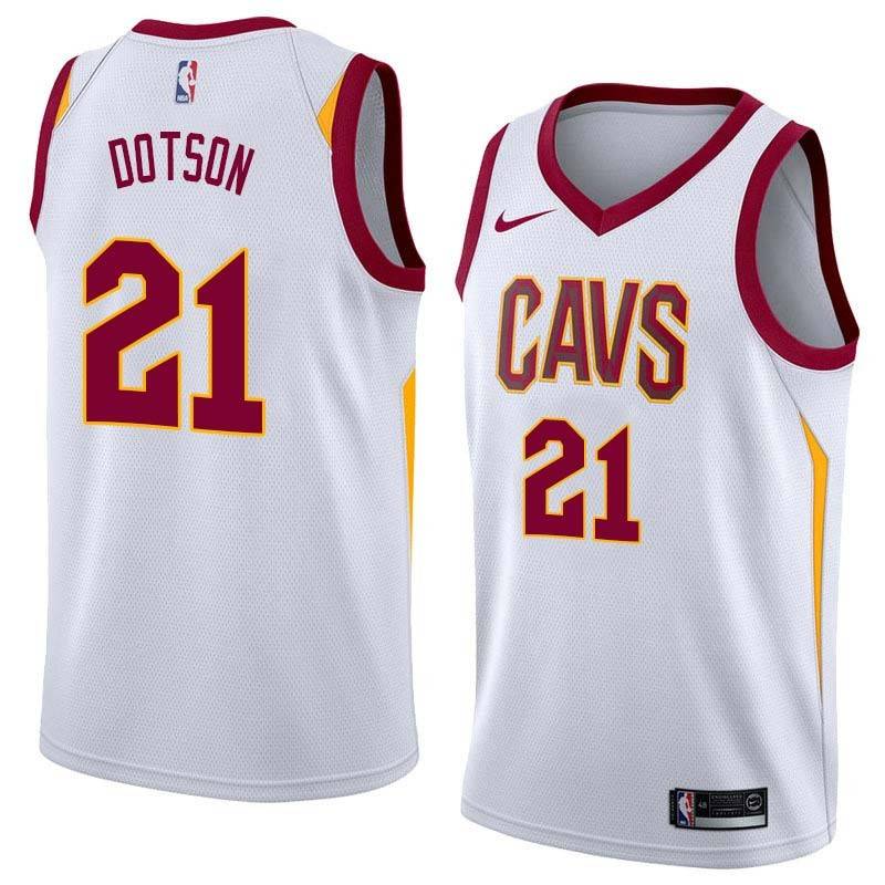 White Damyean Dotson Cavaliers #21 Twill Basketball Jersey FREE SHIPPING