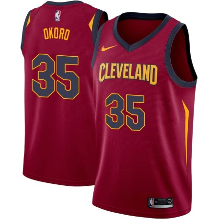 Red Isaac Okoro Cavaliers #35 Twill Basketball Jersey FREE SHIPPING
