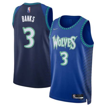 2021/22 City Edition Marcus Banks Twill Basketball Jersey -Timberwolves #3 Banks Twill Jerseys, FREE SHIPPING