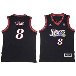 Black Throwback Michael Young Twill Basketball Jersey -76ers #8 Young Twill Jerseys, FREE SHIPPING