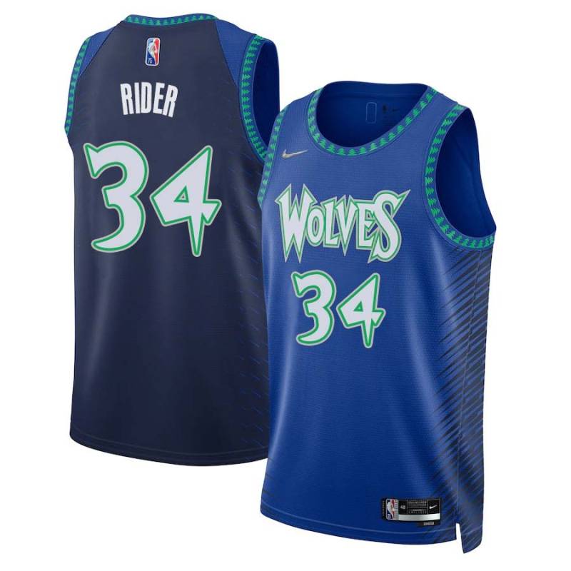 2021/22 City Edition Isaiah Rider Twill Basketball Jersey -Timberwolves #34 Rider Twill Jerseys, FREE SHIPPING