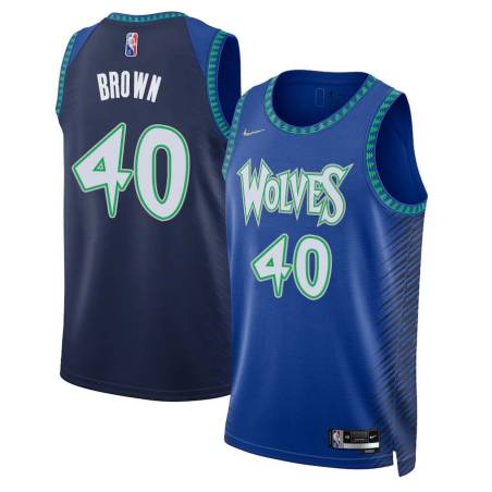 2021/22 City Edition Mike Brown Twill Basketball Jersey -Timberwolves #40 Brown Twill Jerseys, FREE SHIPPING