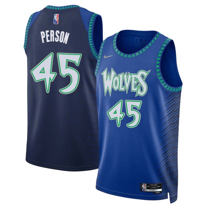 2021/22 City Edition Chuck Person Twill Basketball Jersey -Timberwolves #45 Person Twill Jerseys, FREE SHIPPING