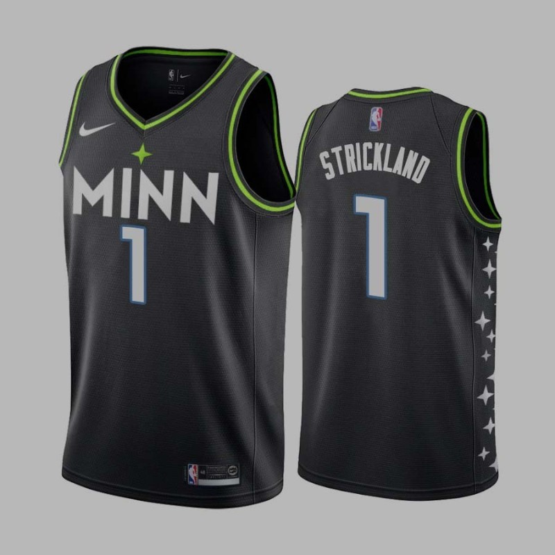 2020-21City Rod Strickland Twill Basketball Jersey -Timberwolves #1 Strickland Twill Jerseys, FREE SHIPPING