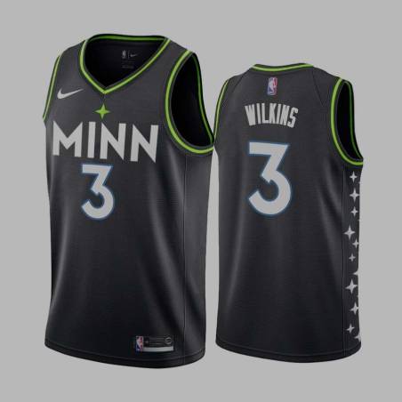 2020-21City Damien Wilkins Twill Basketball Jersey -Timberwolves #3 Wilkins Twill Jerseys, FREE SHIPPING