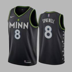 2020-21City Latrell Sprewell Twill Basketball Jersey -Timberwolves #8 Sprewell Twill Jerseys, FREE SHIPPING