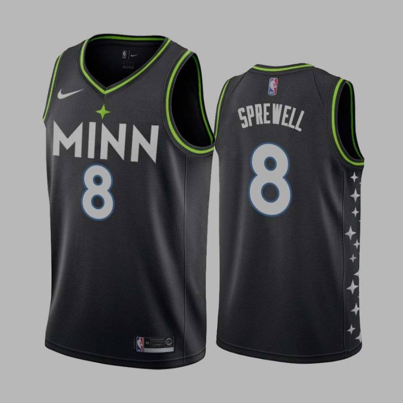 2020-21City Latrell Sprewell Twill Basketball Jersey -Timberwolves #8 Sprewell Twill Jerseys, FREE SHIPPING