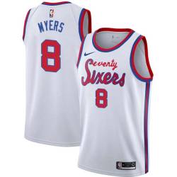White Classic Pete Myers Twill Basketball Jersey -76ers #8 Myers Twill Jerseys, FREE SHIPPING