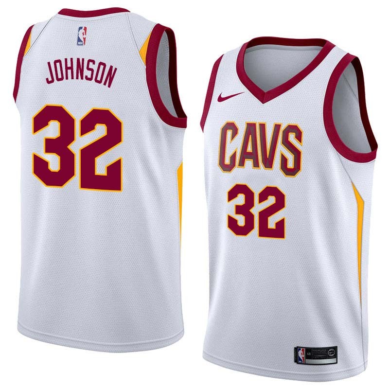 White John Johnson Twill Basketball Jersey -Cavaliers #32 Johnson Twill Jerseys, FREE SHIPPING