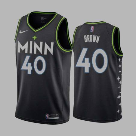 2020-21City Mike Brown Twill Basketball Jersey -Timberwolves #40 Brown Twill Jerseys, FREE SHIPPING