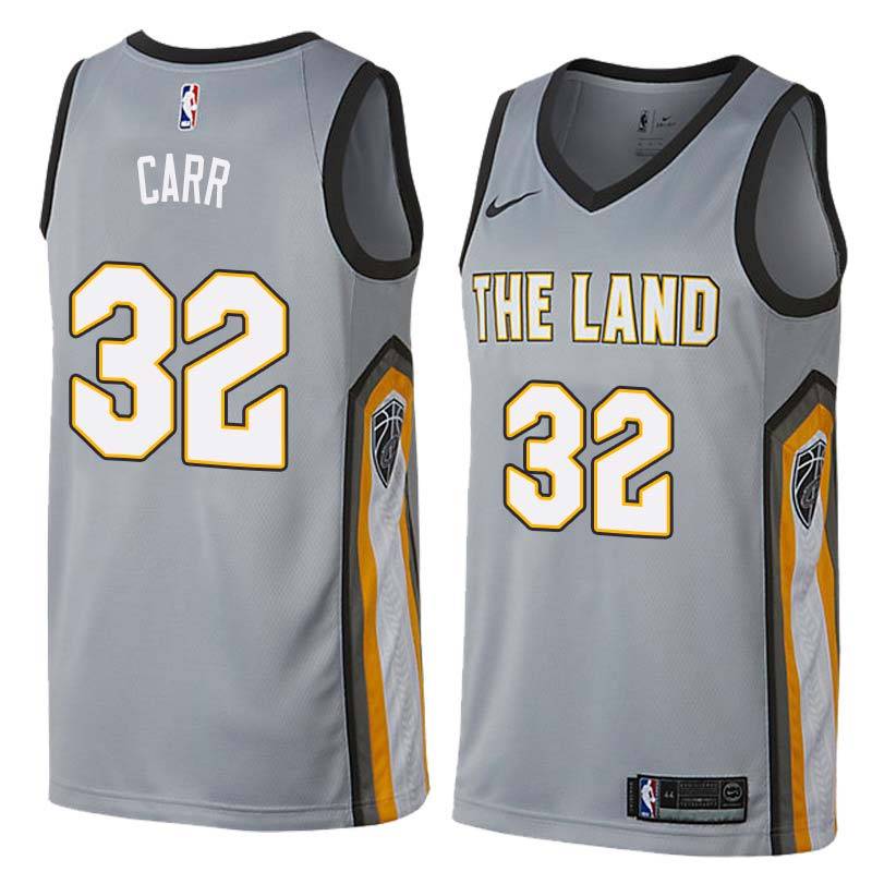 Gray Kenny Carr Twill Basketball Jersey -Cavaliers #32 Carr Twill Jerseys, FREE SHIPPING