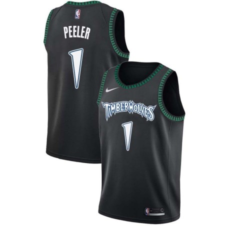 Black_Throwback Anthony Peeler Twill Basketball Jersey -Timberwolves #1 Peeler Twill Jerseys, FREE SHIPPING