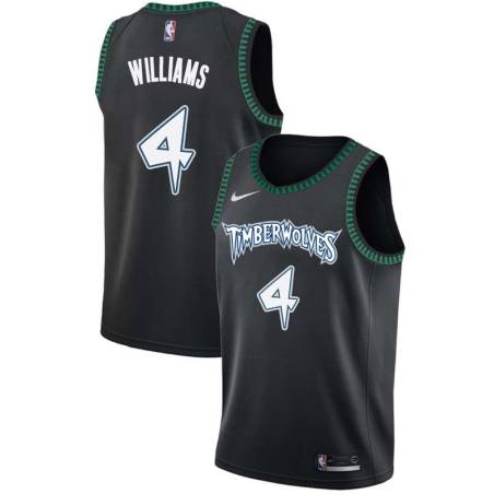 Black_Throwback Micheal Williams Twill Basketball Jersey -Timberwolves #4 Williams Twill Jerseys, FREE SHIPPING