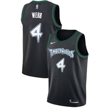 Black_Throwback Spud Webb Twill Basketball Jersey -Timberwolves #4 Webb Twill Jerseys, FREE SHIPPING