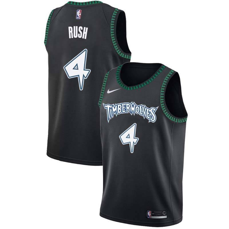 Black_Throwback Brandon Rush Twill Basketball Jersey -Timberwolves #4 Rush Twill Jerseys, FREE SHIPPING