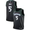 Black_Throwback Doug West Twill Basketball Jersey -Timberwolves #5 West Twill Jerseys, FREE SHIPPING