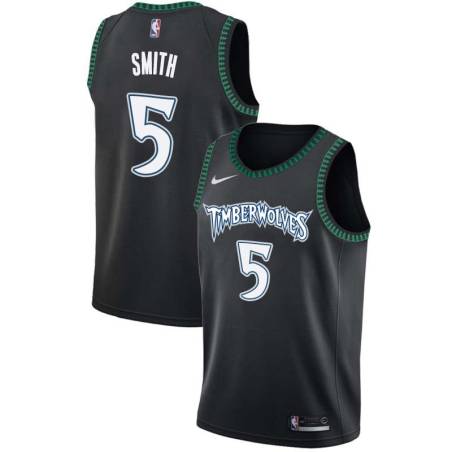Black_Throwback Craig Smith Twill Basketball Jersey -Timberwolves #5 Smith Twill Jerseys, FREE SHIPPING