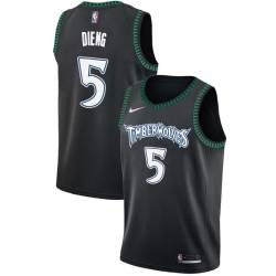 Black_Throwback Gorgui Dieng Twill Basketball Jersey -Timberwolves #5 Dieng Twill Jerseys, FREE SHIPPING