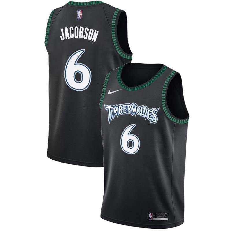 Black_Throwback Sam Jacobson Twill Basketball Jersey -Timberwolves #6 Jacobson Twill Jerseys, FREE SHIPPING