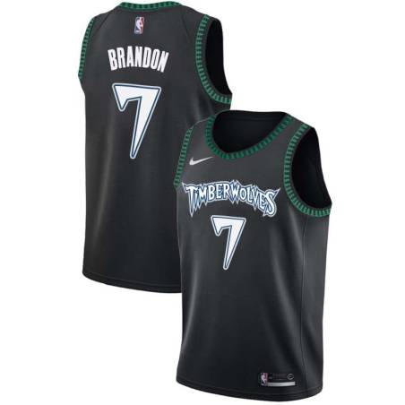 Black_Throwback Terrell Brandon Twill Basketball Jersey -Timberwolves #7 Brandon Twill Jerseys, FREE SHIPPING