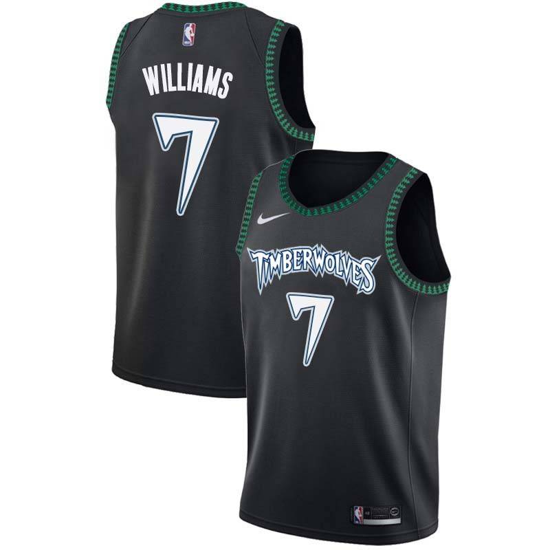 Black_Throwback Derrick Williams Twill Basketball Jersey -Timberwolves #7 Williams Twill Jerseys, FREE SHIPPING