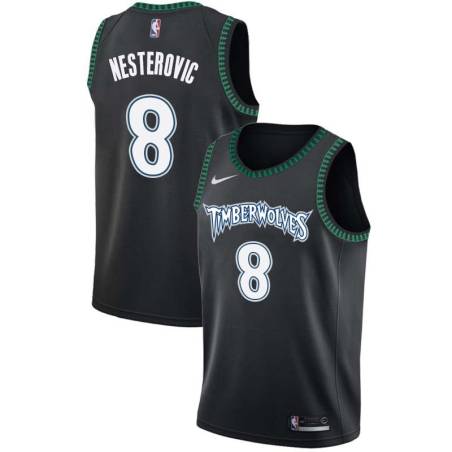 Black_Throwback Rasho Nesterovic Twill Basketball Jersey -Timberwolves #8 Nesterovic Twill Jerseys, FREE SHIPPING