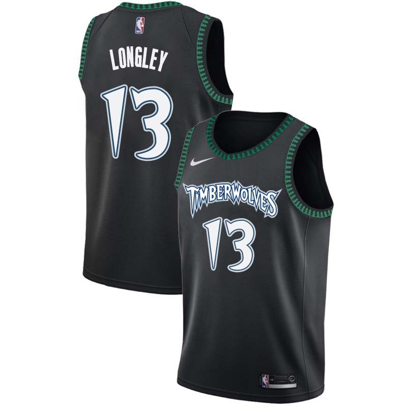 Black_Throwback Luc Longley Twill Basketball Jersey -Timberwolves #13 Longley Twill Jerseys, FREE SHIPPING