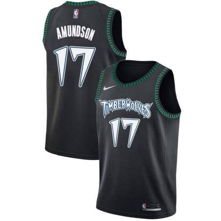 Black_Throwback Lou Amundson Twill Basketball Jersey -Timberwolves #17 Amundson Twill Jerseys, FREE SHIPPING