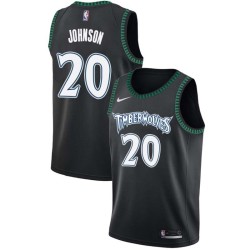Black_Throwback Chris Johnson Twill Basketball Jersey -Timberwolves #20 Johnson Twill Jerseys, FREE SHIPPING