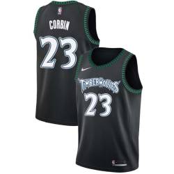 Black_Throwback Tyrone Corbin Twill Basketball Jersey -Timberwolves #23 Corbin Twill Jerseys, FREE SHIPPING