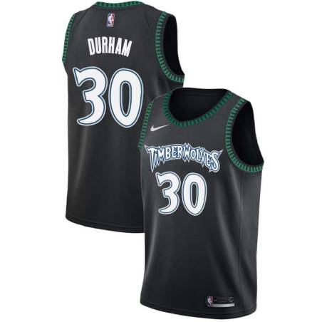 Black_Throwback Pat Durham Twill Basketball Jersey -Timberwolves #30 Durham Twill Jerseys, FREE SHIPPING