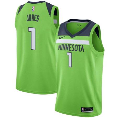 Green Tyus Jones Twill Basketball Jersey -Timberwolves #1 Jones Twill Jerseys, FREE SHIPPING