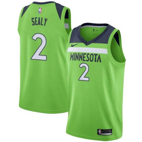 Green Malik Sealy Twill Basketball Jersey -Timberwolves #2 Sealy Twill Jerseys, FREE SHIPPING