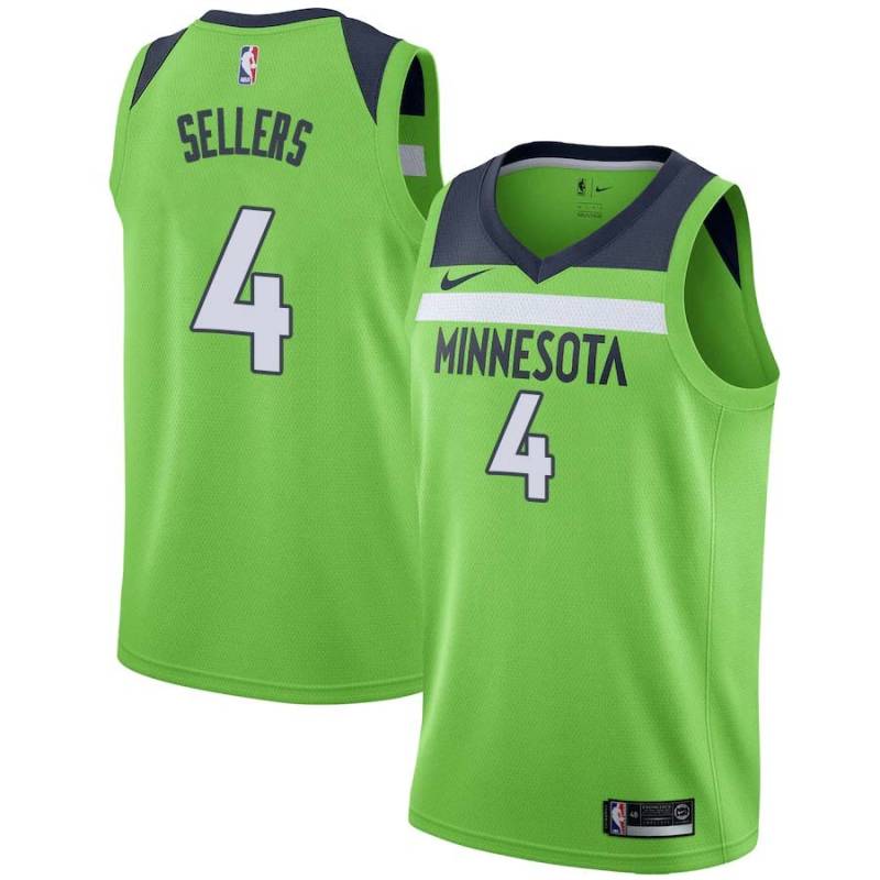 Green Brad Sellers Twill Basketball Jersey -Timberwolves #4 Sellers Twill Jerseys, FREE SHIPPING