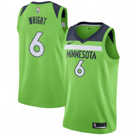 Green Bracey Wright Twill Basketball Jersey -Timberwolves #6 Wright Twill Jerseys, FREE SHIPPING