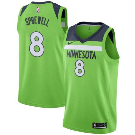 Green Latrell Sprewell Twill Basketball Jersey -Timberwolves #8 Sprewell Twill Jerseys, FREE SHIPPING