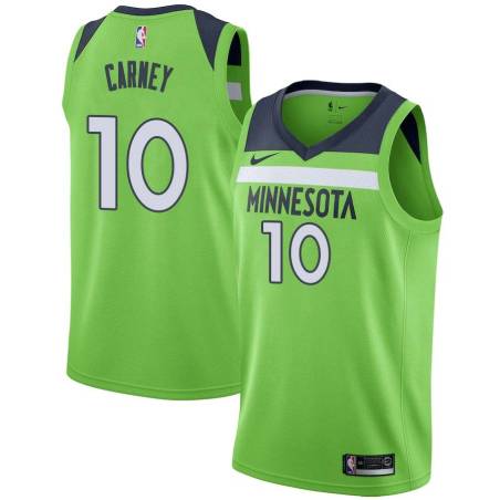 Green Rodney Carney Twill Basketball Jersey -Timberwolves #10 Carney Twill Jerseys, FREE SHIPPING