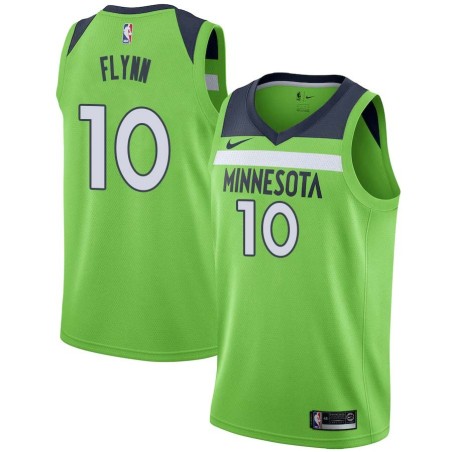 Green Jonny Flynn Twill Basketball Jersey -Timberwolves #10 Flynn Twill Jerseys, FREE SHIPPING