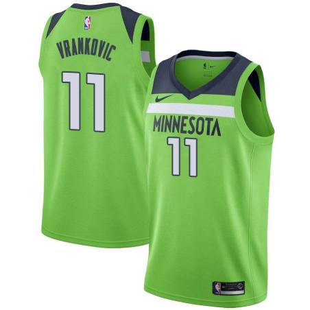 Green Stojko Vrankovic Twill Basketball Jersey -Timberwolves #11 Vrankovic Twill Jerseys, FREE SHIPPING