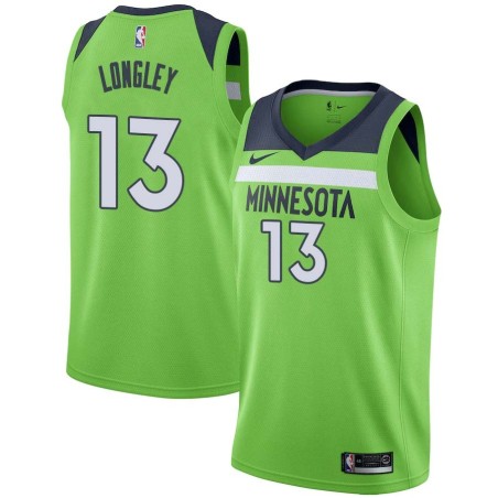 Green Luc Longley Twill Basketball Jersey -Timberwolves #13 Longley Twill Jerseys, FREE SHIPPING