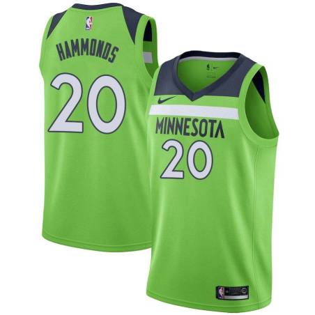 Green Tom Hammonds Twill Basketball Jersey -Timberwolves #20 Hammonds Twill Jerseys, FREE SHIPPING