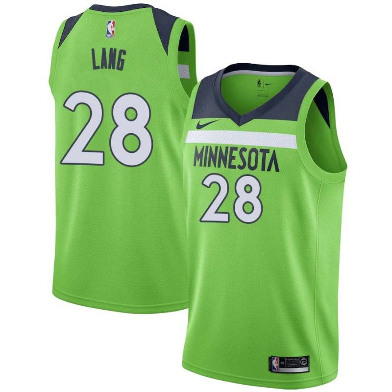 Green Andrew Lang Twill Basketball Jersey -Timberwolves #28 Lang Twill Jerseys, FREE SHIPPING