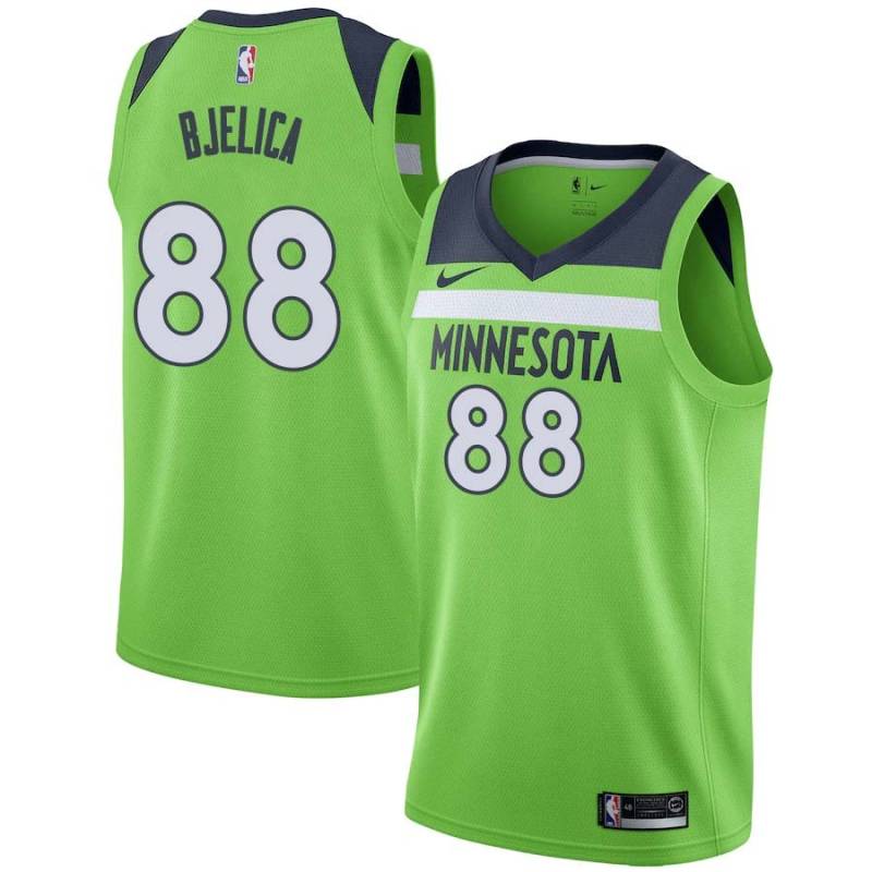 Green Nemanja Bjelica Twill Basketball Jersey -Timberwolves #88 Bjelica Twill Jerseys, FREE SHIPPING