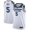 White Doug West Twill Basketball Jersey -Timberwolves #5 West Twill Jerseys, FREE SHIPPING