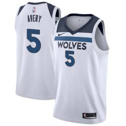 White William Avery Twill Basketball Jersey -Timberwolves #5 Avery Twill Jerseys, FREE SHIPPING