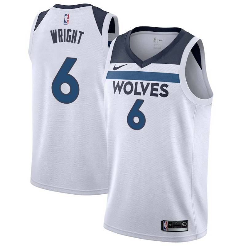 White Bracey Wright Twill Basketball Jersey -Timberwolves #6 Wright Twill Jerseys, FREE SHIPPING