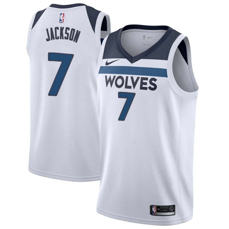 White Stanley Jackson Twill Basketball Jersey -Timberwolves #7 Jackson Twill Jerseys, FREE SHIPPING