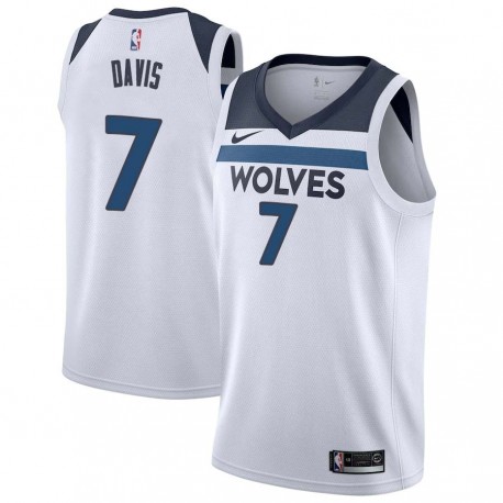 White Mark Davis Twill Basketball Jersey -Timberwolves #7 Davis Twill Jerseys, FREE SHIPPING